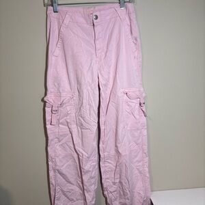 Pink American eagle super high rise baggy wide leg size 2